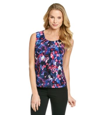 Evan-Picone® Printed Pleatneck Tank