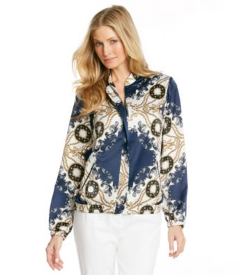 NY Collection Printed Bomber Jacket