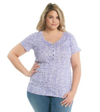 Relativity® Plus Size Printed Henley