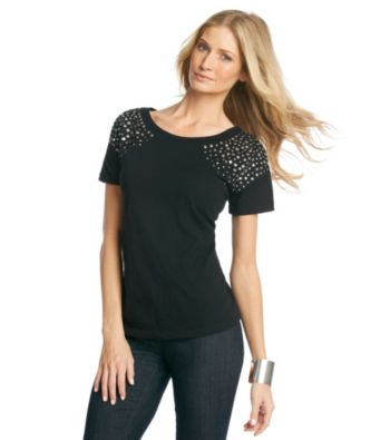Relativity® Stud Shoulder Crewneck Tee