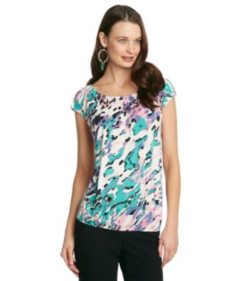 Relativity® Ruched Scoopneck with Banded Bottom Top