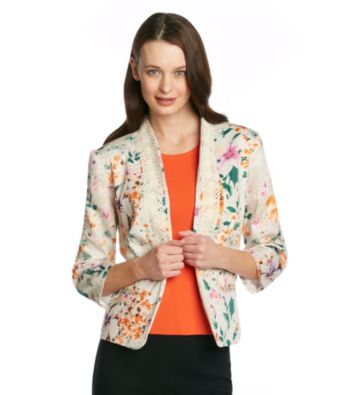 Notations® Open Front Crochet Blazer