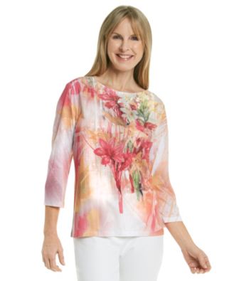 Breckenridge® Rose Sublimation Tee with Lace Applique