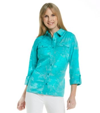 Breckenridge® Printed Buttondown Burnout Shirt