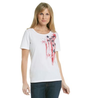 Breckenridge Petites' Embellished Crewneck Star Tee