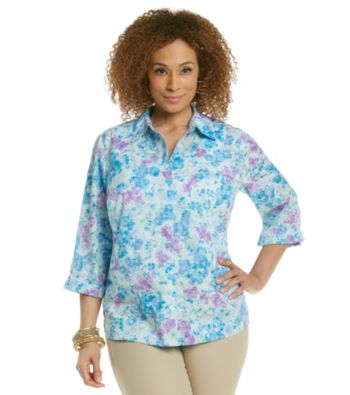 Studio Works® Plus Size Woven Purple Wildflower Shirt