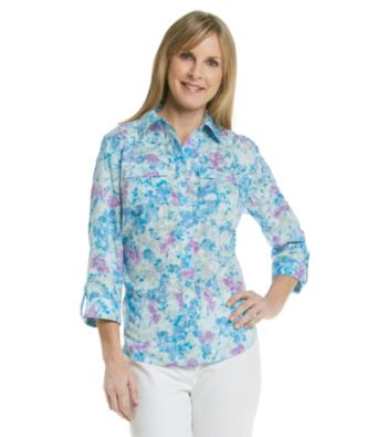 Studio Works® Petites' Woven Purple Wildflower Shirt