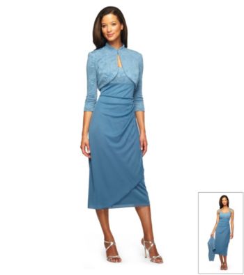 Alex Evenings® Jacquard Tea Length Jacket Dress