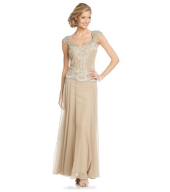 J Kara® Sleeveless Mock Flare Dress With Beading