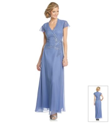 J Kara® Cap Sleeve Mock Flare Dress