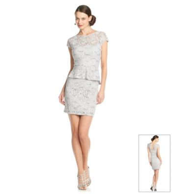 Marina Stretch Lace Peplum Dress