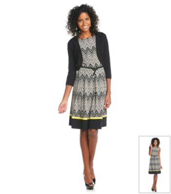 Jessica Howard® Pleated Print Sweater Dress