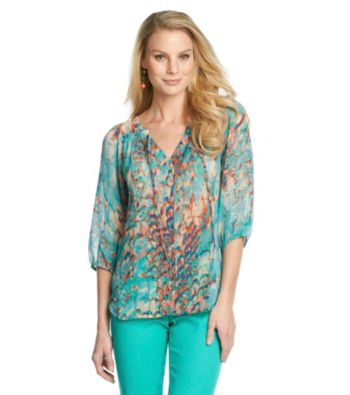 Nine West Jeans Carmindy Printed Sheer Blouse