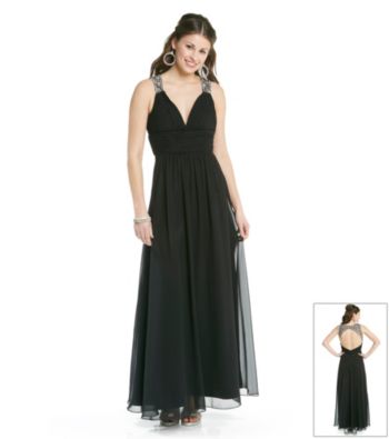 Bee Darlin Juniors' Chiffon Beaded Gown