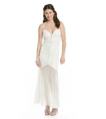 Jump® Juniors' Spaghetti Strap Ivory Mermaid Gown