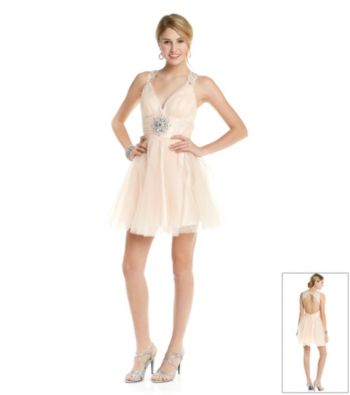 Bee Darlin Juniors' Blush Lattice Back Party Dress