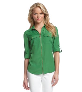 MICHAEL Michael Kors® Zip-Front Dogtag Campshirt