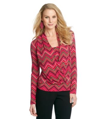 Anne Klein® Zig-Zag Print Cowlneck Top