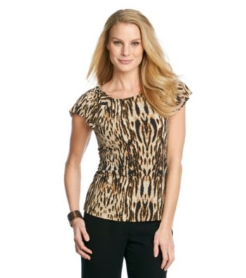 Anne Klein® Animal Print Flutter Top