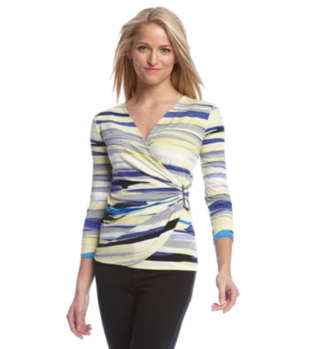 Calvin Klein Printed Faux Wrap Top