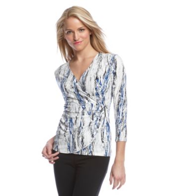 Calvin Klein Printed Faux Wrap Top