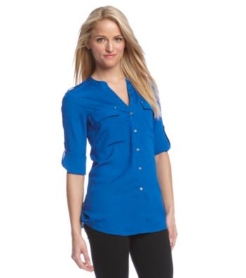 Calvin Klein Crewneck Roll Sleeve Blouse