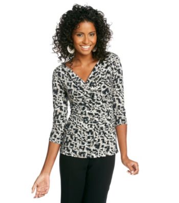 Chaus Leopard Print Criss Cross Top