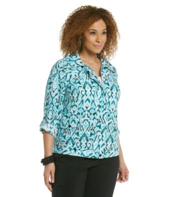 Laura Ashley® Plus Size Ikat Printed Weekend Jacket