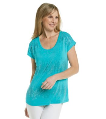 Laura Ashley® Petites' Abstract Studded Stripe Tee