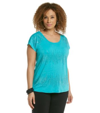 Laura Ashley® Plus Size Abstract Studded Stripe Tee