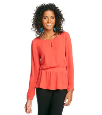 Black Rainn™ Chiffon Peplum Hem Shirt