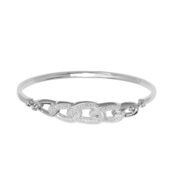 Rhodium-Plated Brass Woven Bangle Bracelet