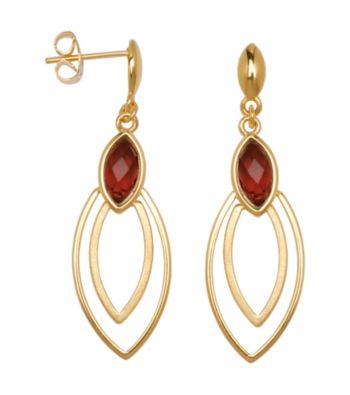 18K Gold-Over-Brass Garnet Stud Earrings