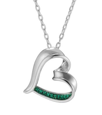 Rhodium-Plated Brass and Diamond Accent Heart Pendant