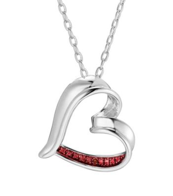 Rhodium-Plated Brass and Diamond Accent Heart Pendant