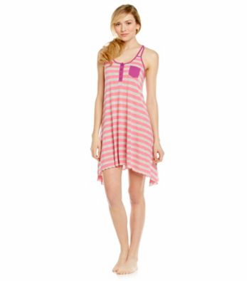 Steve Madden Strappy Racerback Chemise - Pink Stripe