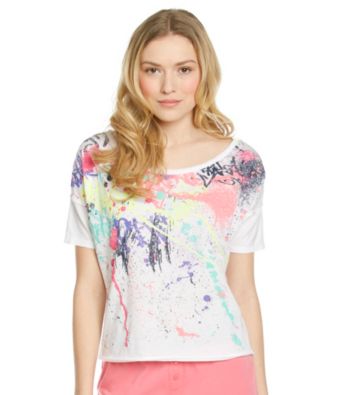 Steve Madden Oversize Crop Tee - Splatter Print