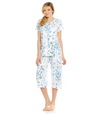 KN Karen Neuburger Cardi Crop Knit Pajama Set - Willow Floral