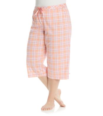 KN Karen Neuburger Plus Size Knit Capris - Tangerine Plaid