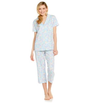 Dearfoams Knit Capri Pajama Set - Blue Floral
