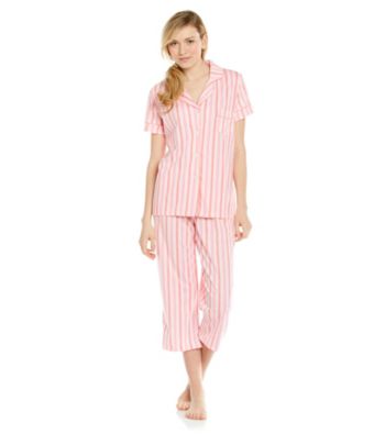 Dearfoams Knit Capri Pajama Set - Pink Stripe
