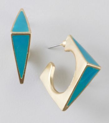 Relativity® Teal/Goldtone Square Post Earrings