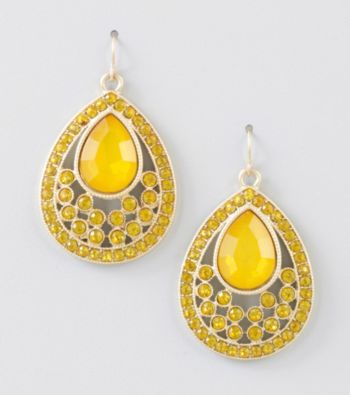 Relativity® Yellow/Goldtone Faceted Tear Drop Earrings