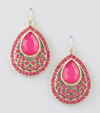 Relativity® Pink/Goldtone Faceted Tear Drop Earrings