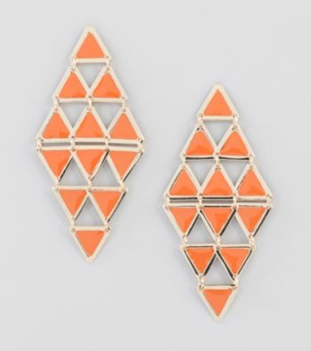 Relativity® Orange/Goldtone Triangle Chandelier Earrings