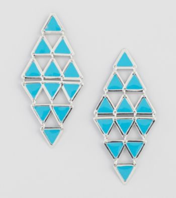 Relativity® Teal/Goldtone Triangle Chandelier Earrings