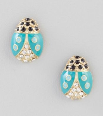 Relativity® Goldtone Lady Bug Button Earrings