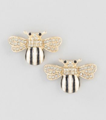 Relativity® Goldtone Bumble Bee Button Earrings