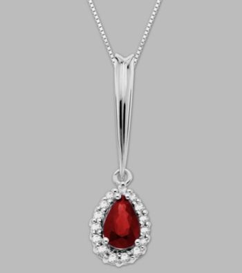 Created Ruby and White Sapphire Pendant in Sterling Silver