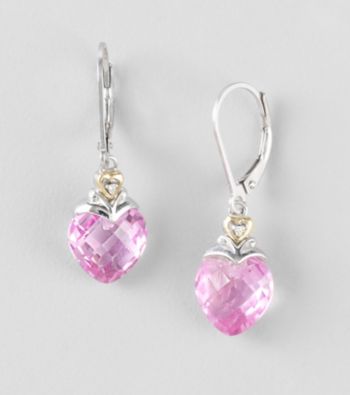 Created Pink Sapphire Earrings